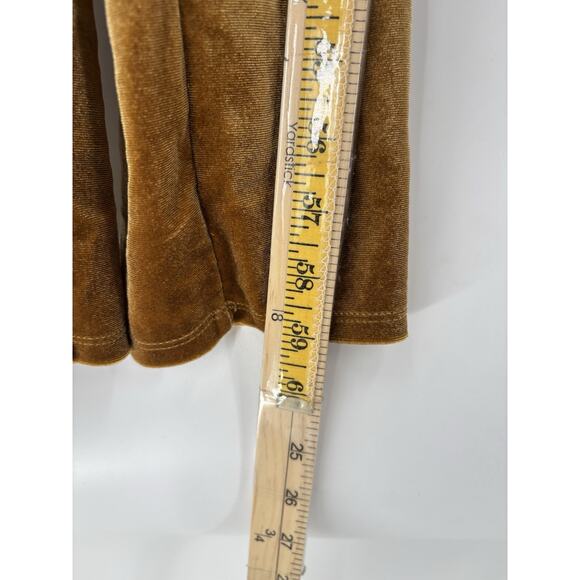 Forever 21 Velvet Jumpsuit Womens Large Gold Velvet Belted Spaghetti Straps - Picture 13 of 15